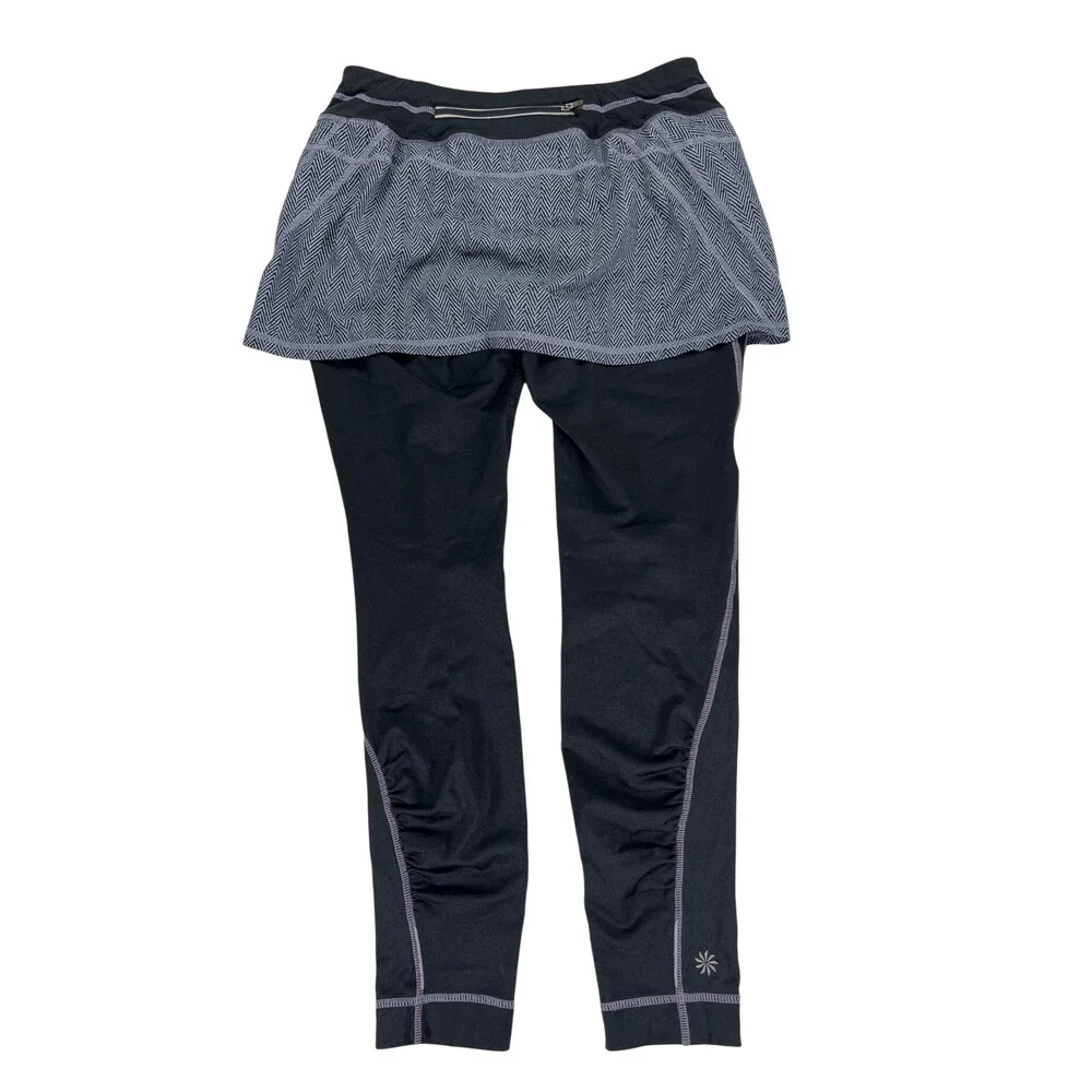 Athleta Women's Black/Gray Skirted Ankle Athletic Leggings - M - Picture 2 of 4